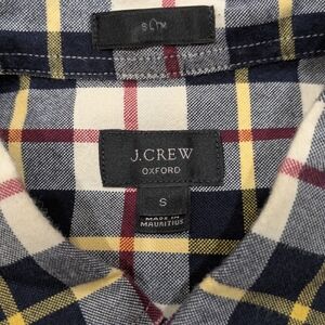 J. Crew Men's Oxford Plaid Shirt - Blue Yellow Red Size Small Slim
